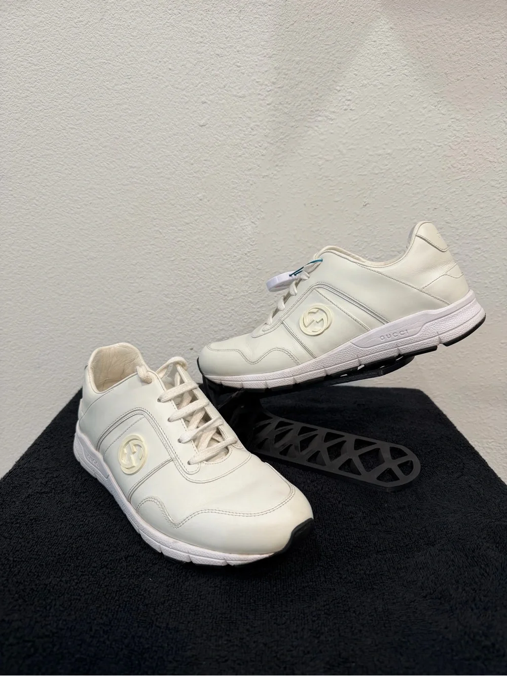 Gucci White Leather Interlocking G Sneakers Authenticated Size 38.5